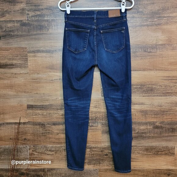 Madewell Jeans 27 High Rise 9" Skinny Tummy Control Dark Wash Stretch Denim - Picture 2 of 12